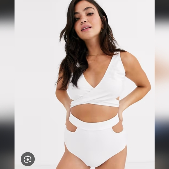 White Highwaist Cutout Bikini Bottoms - Picture 9 of 10